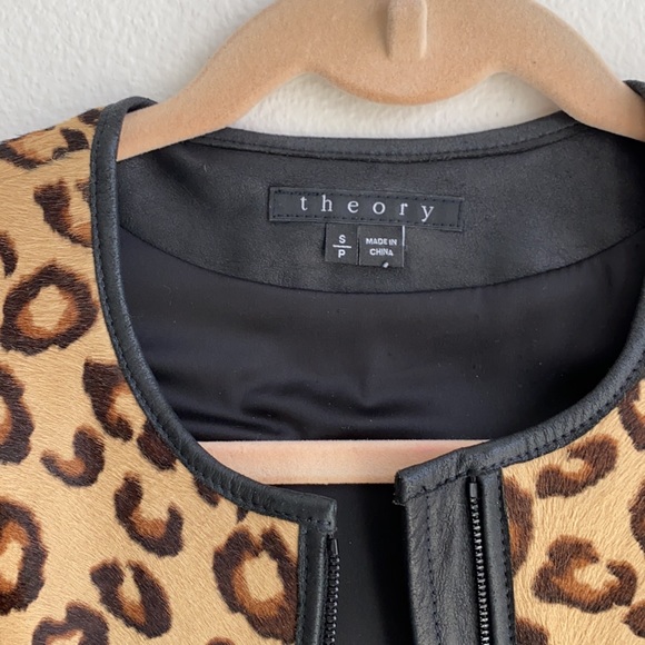 Theory Chetah Print Leather and Fur Jacket - Picture 9 of 12